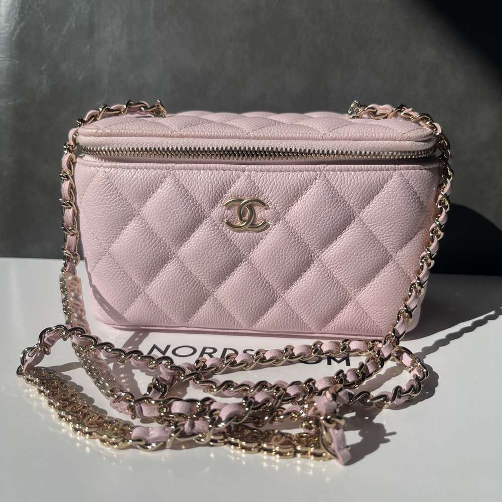 Chanel Light Pink Quilted Vanity Crossbody Bag 22P